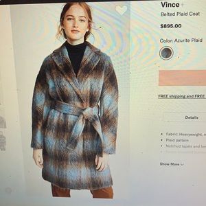 Vince Belted Plaid Coat